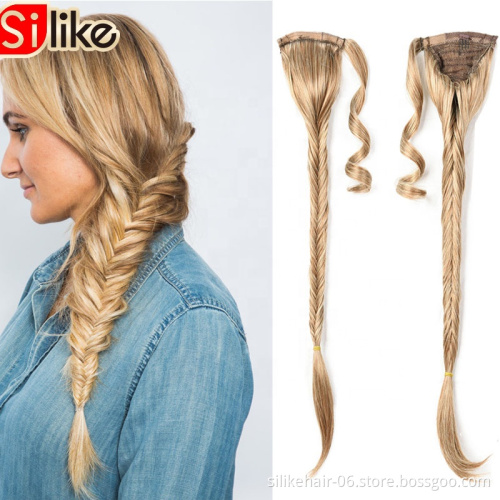 Newest Clip In Ponytail Braid Plait Fishtail Ponytail  Hair Extension Drawstring synthetic hair extensions Fishtail Ponytail